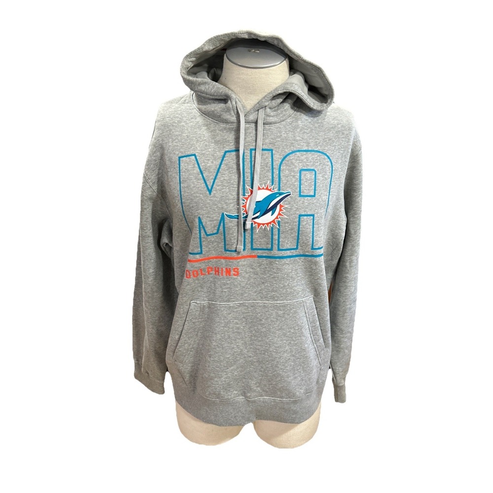 Nike Hoodie Miami Dolphins Large Grey Pullover NFL Football Sweatshirt